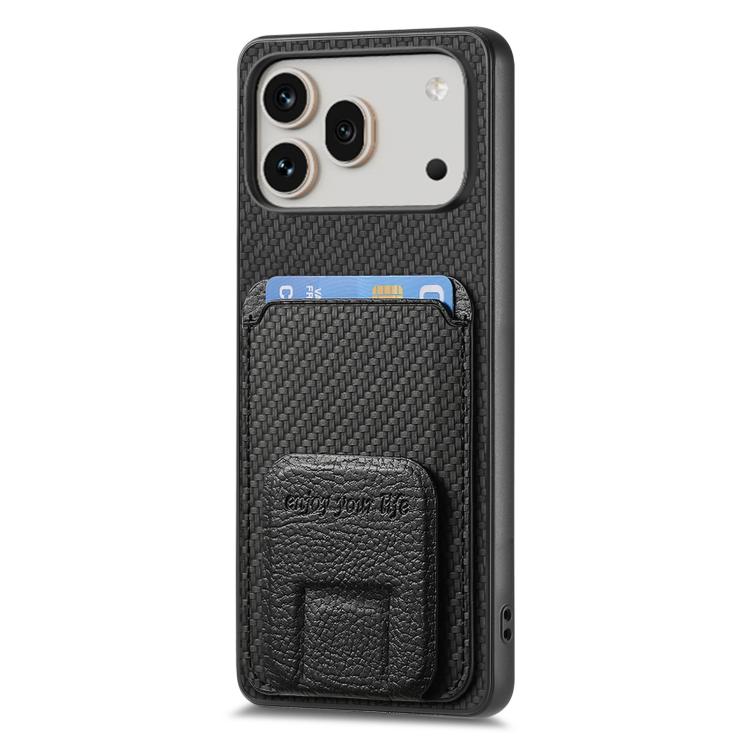 For Honor 600 Pro Global Carbon Fiber Card Bag Fold Stand Phone Case