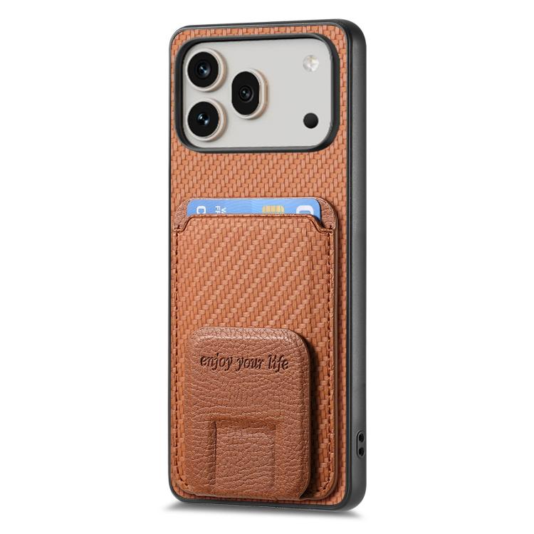 For Honor 600 Pro Global Carbon Fiber Card Bag Fold Stand Phone Case