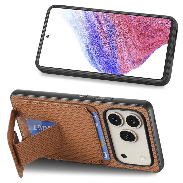 For Honor 600 Pro Global Carbon Fiber Card Bag Fold Stand Phone Case