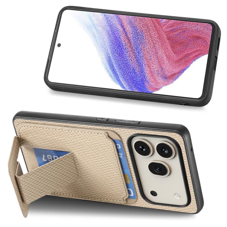For Honor 600 Pro Global Carbon Fiber Card Bag Fold Stand Phone Case