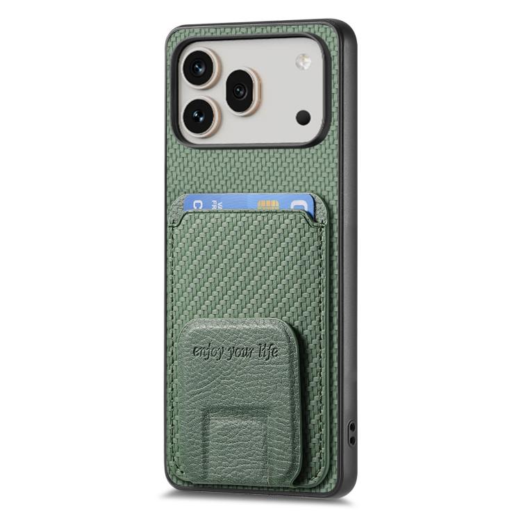 For Honor 600 Pro Global Carbon Fiber Card Bag Fold Stand Phone Case