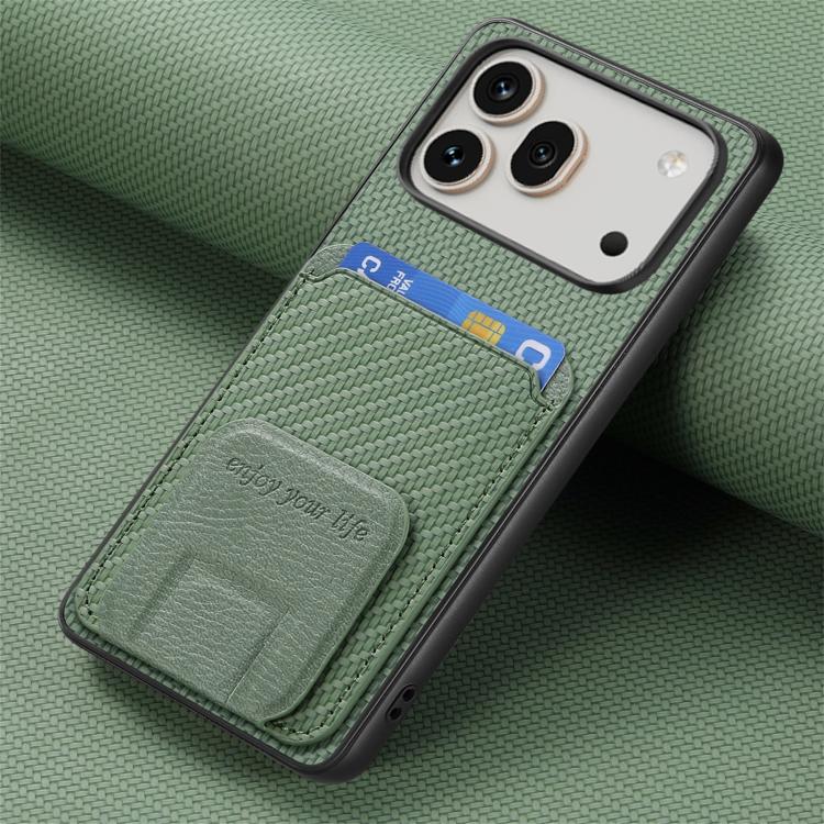 For Honor 600 Pro Global Carbon Fiber Card Bag Fold Stand Phone Case