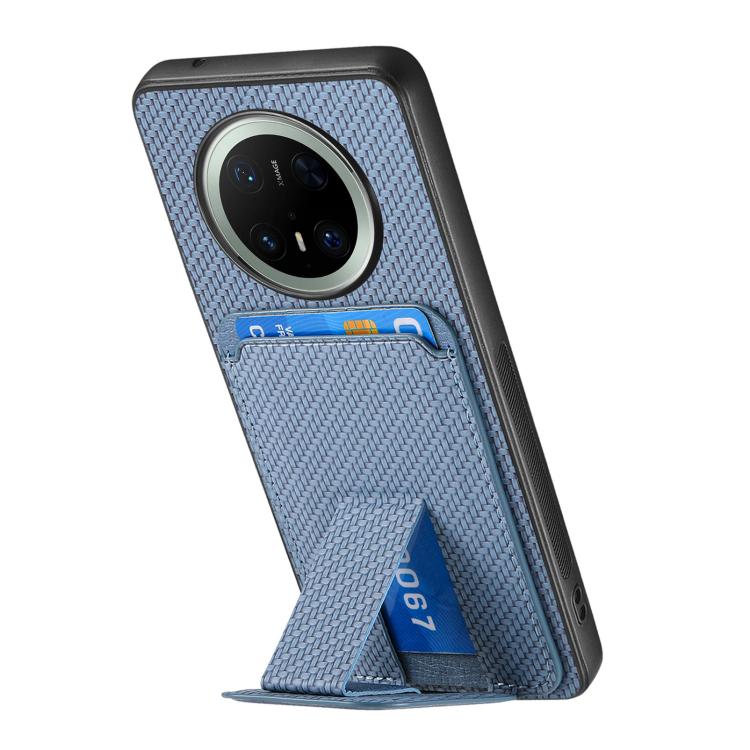 For Huawei Mate 70 Carbon Fiber Card Bag Fold Stand Phone Case