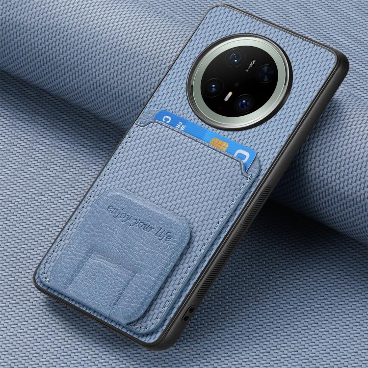 For Huawei Mate 70 Carbon Fiber Card Bag Fold Stand Phone Case