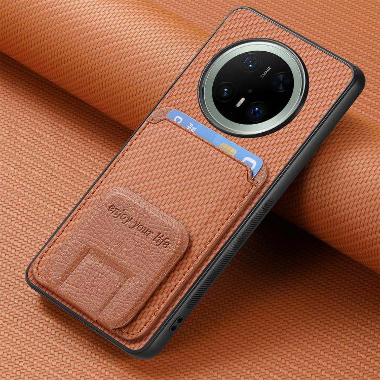 For Huawei Mate 70 Carbon Fiber Card Bag Fold Stand Phone Case