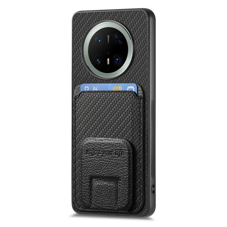 For Huawei Mate 70 Pro Carbon Fiber Card Bag Fold Stand Phone Case