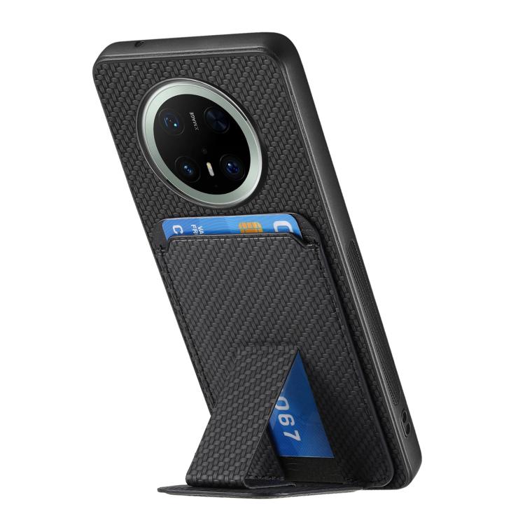 For Huawei Mate 70 Pro Carbon Fiber Card Bag Fold Stand Phone Case
