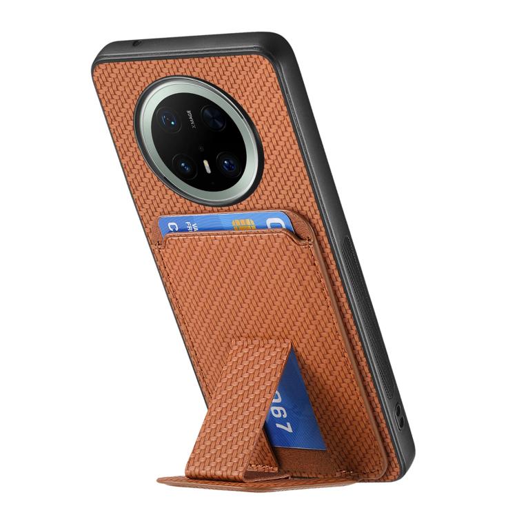 For Huawei Mate 70 Pro Carbon Fiber Card Bag Fold Stand Phone Case