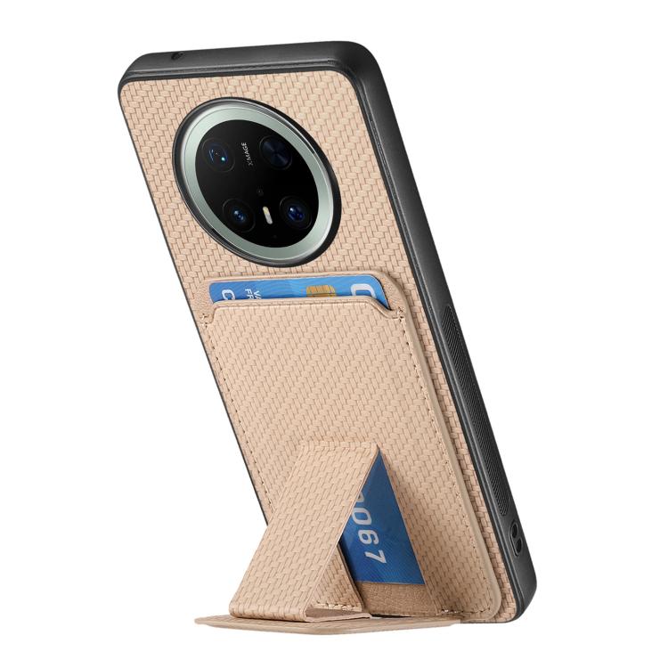 For Huawei Mate 70 Pro Carbon Fiber Card Bag Fold Stand Phone Case