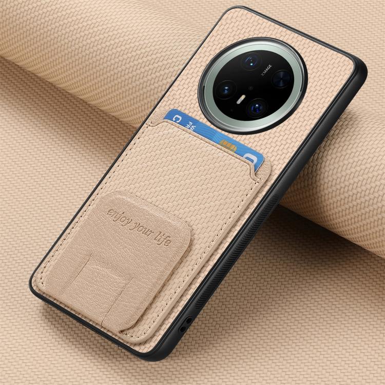 For Huawei Mate 70 Pro Carbon Fiber Card Bag Fold Stand Phone Case