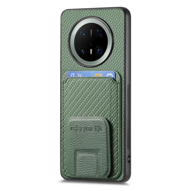 For Huawei Mate 70 Pro Carbon Fiber Card Bag Fold Stand Phone Case