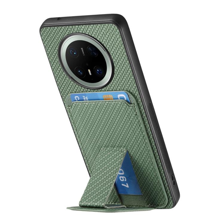 For Huawei Mate 70 Pro Carbon Fiber Card Bag Fold Stand Phone Case