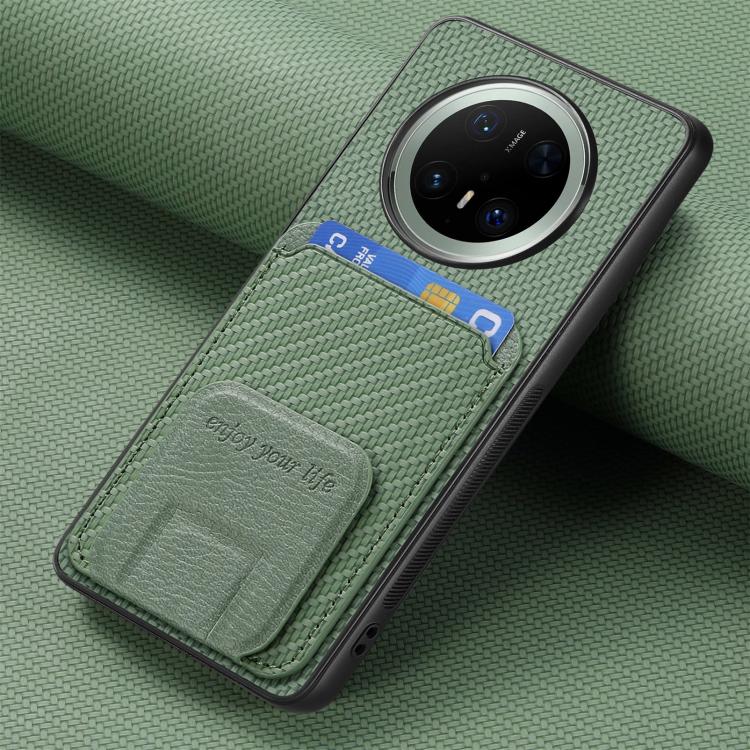 For Huawei Mate 70 Pro Carbon Fiber Card Bag Fold Stand Phone Case