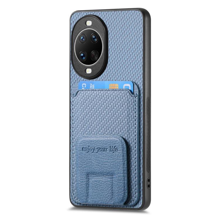 For Huawei nova 14 Carbon Fiber Card Bag Fold Stand Phone Case