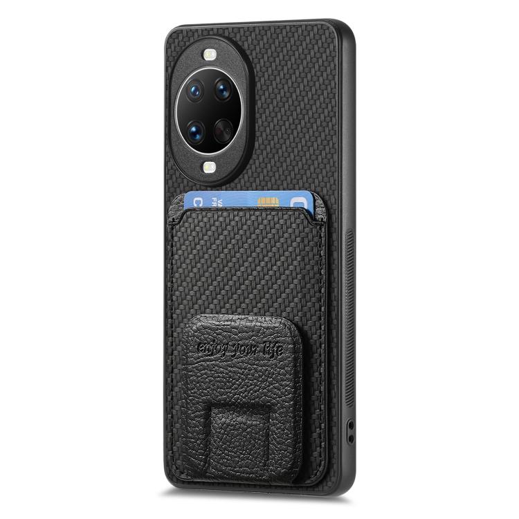 For Huawei nova 14 Carbon Fiber Card Bag Fold Stand Phone Case