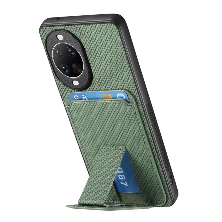 For Huawei nova 14 Carbon Fiber Card Bag Fold Stand Phone Case