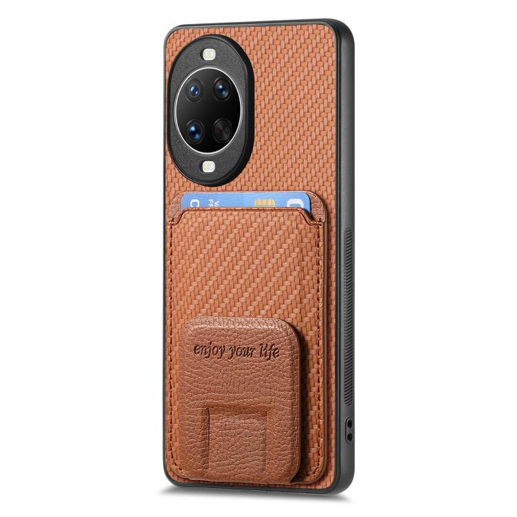 For Huawei nova 14 Pro Carbon Fiber Card Bag Fold Stand Phone Case