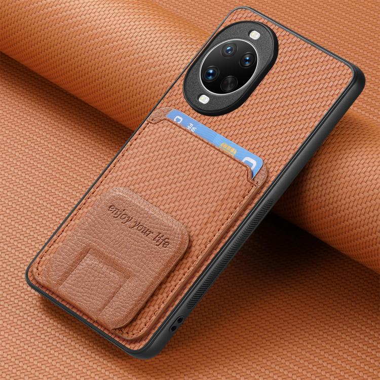 For Huawei nova 14 Pro Carbon Fiber Card Bag Fold Stand Phone Case