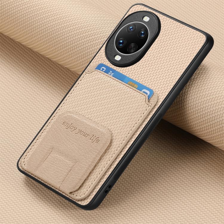 For Huawei nova 14 Pro Carbon Fiber Card Bag Fold Stand Phone Case
