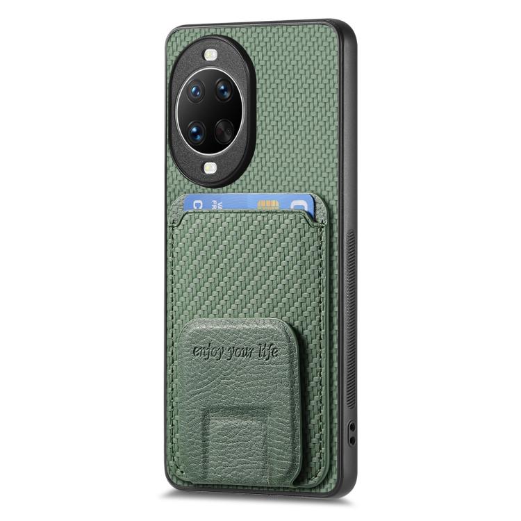 For Huawei nova 14 Pro Carbon Fiber Card Bag Fold Stand Phone Case