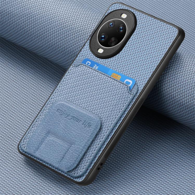 For Huawei nova 14 Ultra Carbon Fiber Card Bag Fold Stand Phone Case