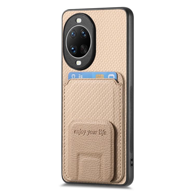 For Huawei nova 14 Ultra Carbon Fiber Card Bag Fold Stand Phone Case