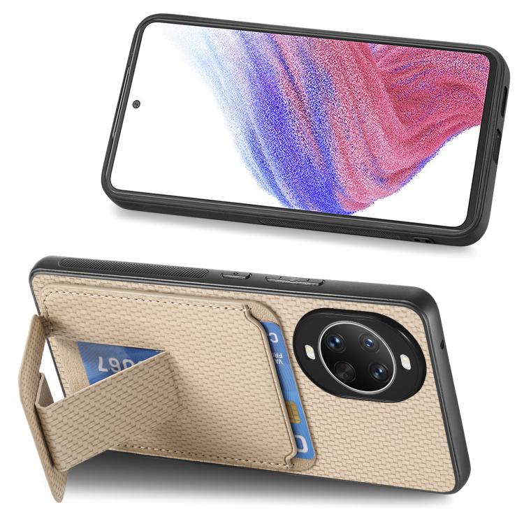 For Huawei nova 14 Ultra Carbon Fiber Card Bag Fold Stand Phone Case