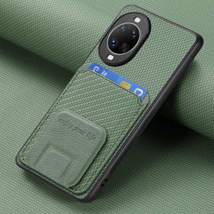 For Huawei nova 14 Ultra Carbon Fiber Card Bag Fold Stand Phone Case