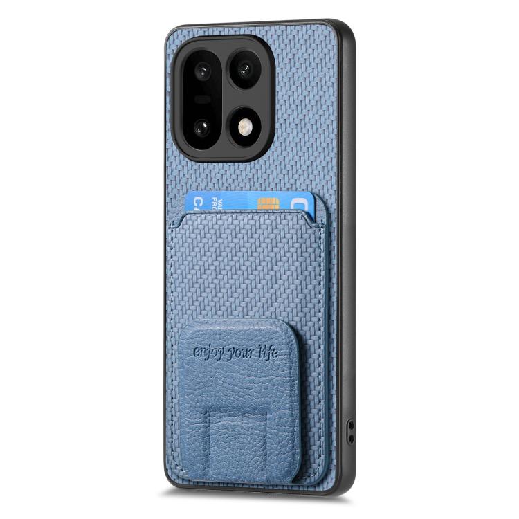 For OnePlus 15 Carbon Fiber Card Bag Fold Stand Phone Case