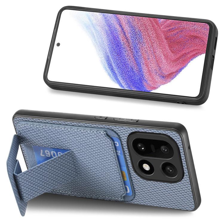 For OnePlus 15 Carbon Fiber Card Bag Fold Stand Phone Case