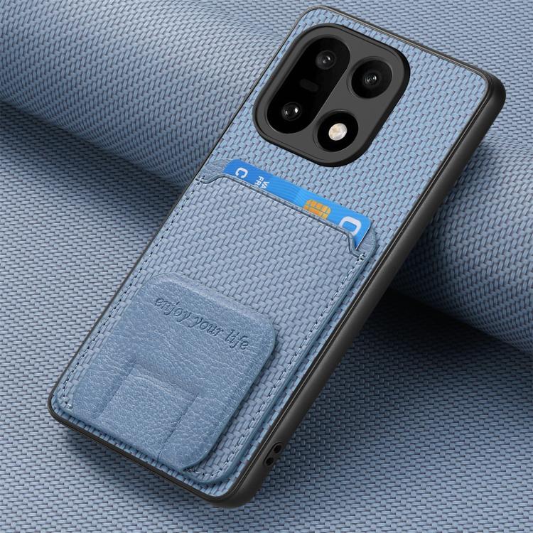 For OnePlus 15 Carbon Fiber Card Bag Fold Stand Phone Case