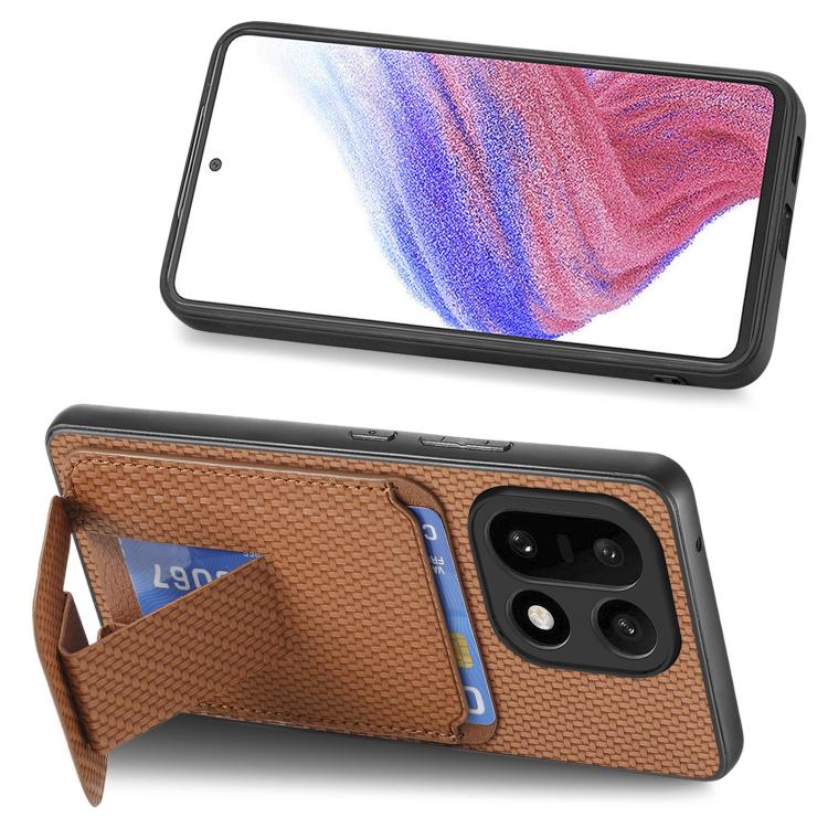 For OnePlus 15 Carbon Fiber Card Bag Fold Stand Phone Case