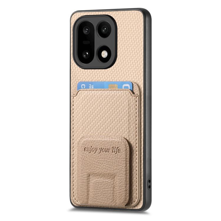 For OnePlus 15 Carbon Fiber Card Bag Fold Stand Phone Case