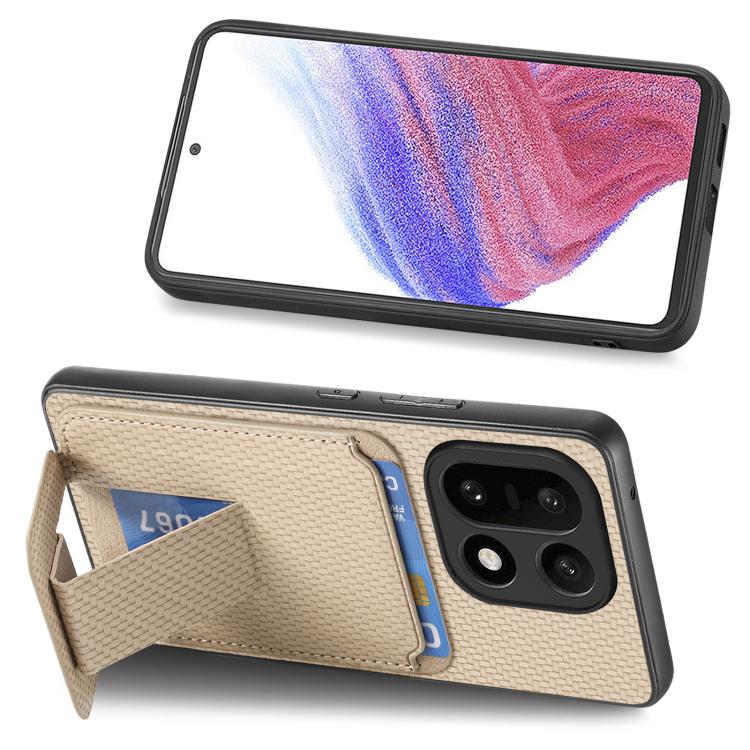 For OnePlus 15 Carbon Fiber Card Bag Fold Stand Phone Case