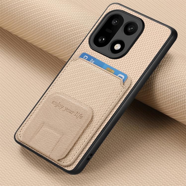 For OnePlus 15 Carbon Fiber Card Bag Fold Stand Phone Case