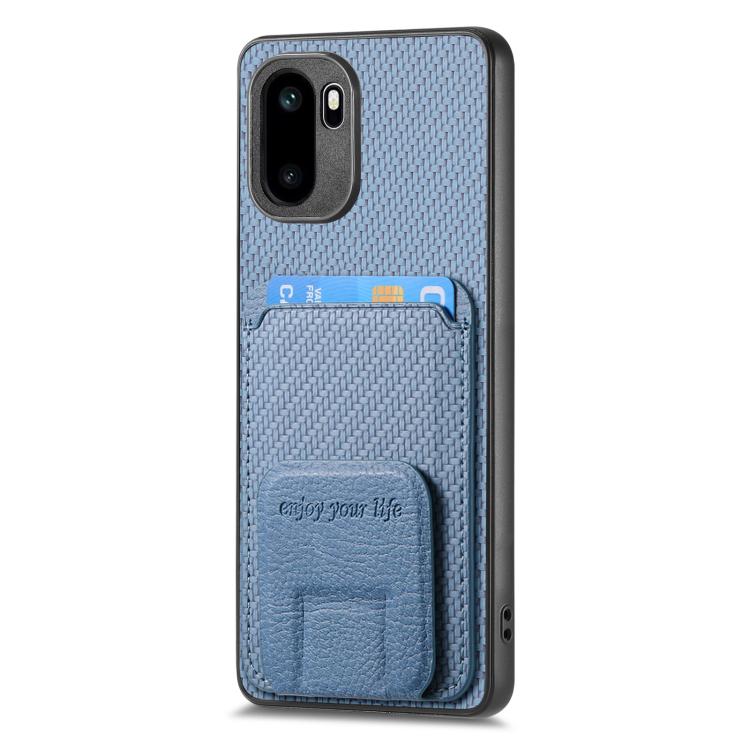 For OnePlus Ace 6 / 6T/ 15R Carbon Fiber Card Bag Fold Stand Phone Case