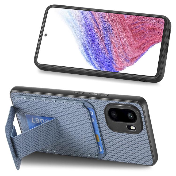 For OnePlus Ace 6 / 6T/ 15R Carbon Fiber Card Bag Fold Stand Phone Case