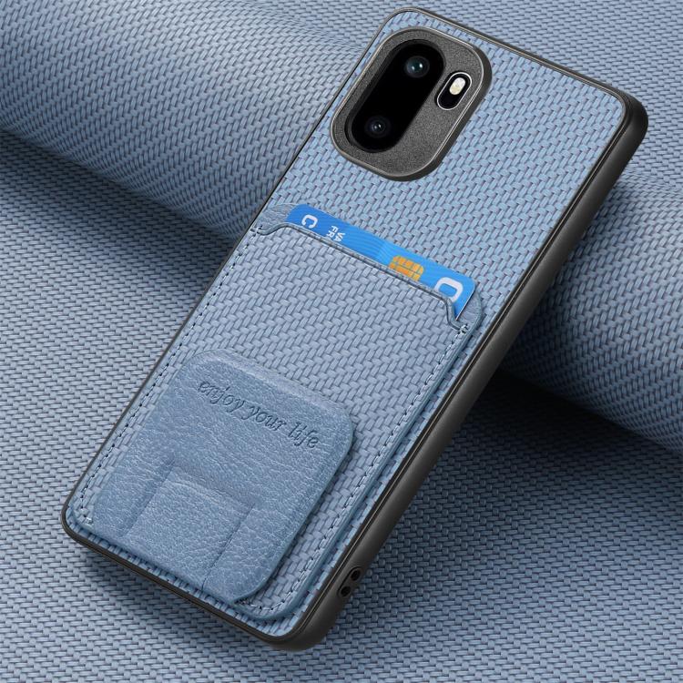 For OnePlus Ace 6 / 6T/ 15R Carbon Fiber Card Bag Fold Stand Phone Case