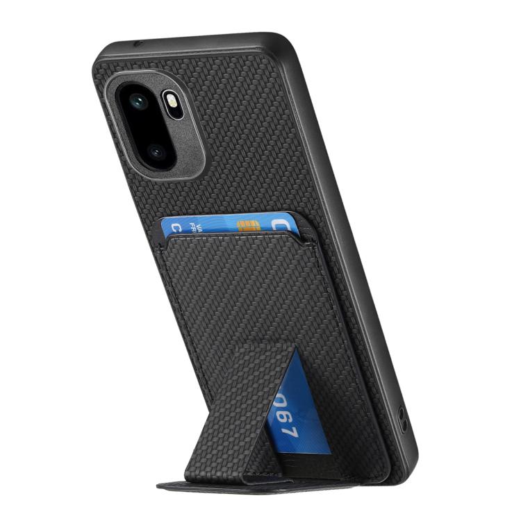 For OnePlus Ace 6 / 6T/ 15R Carbon Fiber Card Bag Fold Stand Phone Case