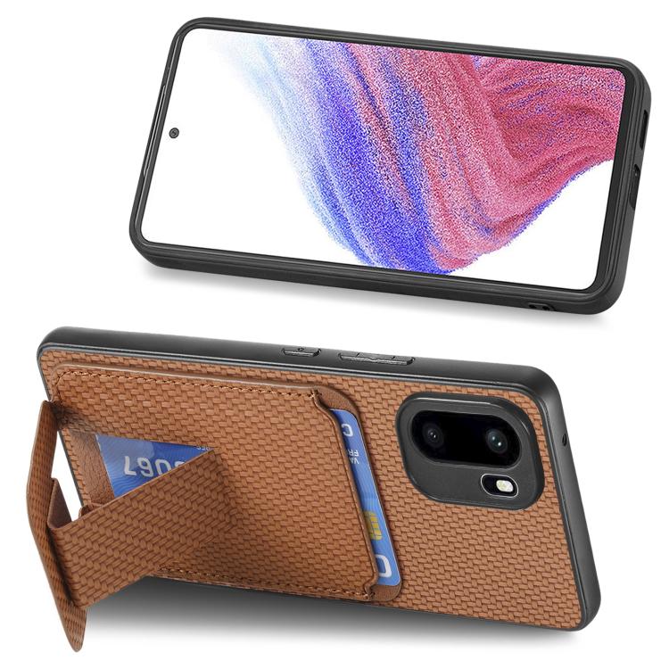 For OnePlus Ace 6 / 6T/ 15R Carbon Fiber Card Bag Fold Stand Phone Case