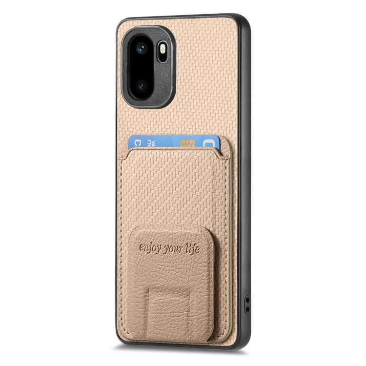 For OnePlus Ace 6 / 6T/ 15R Carbon Fiber Card Bag Fold Stand Phone Case