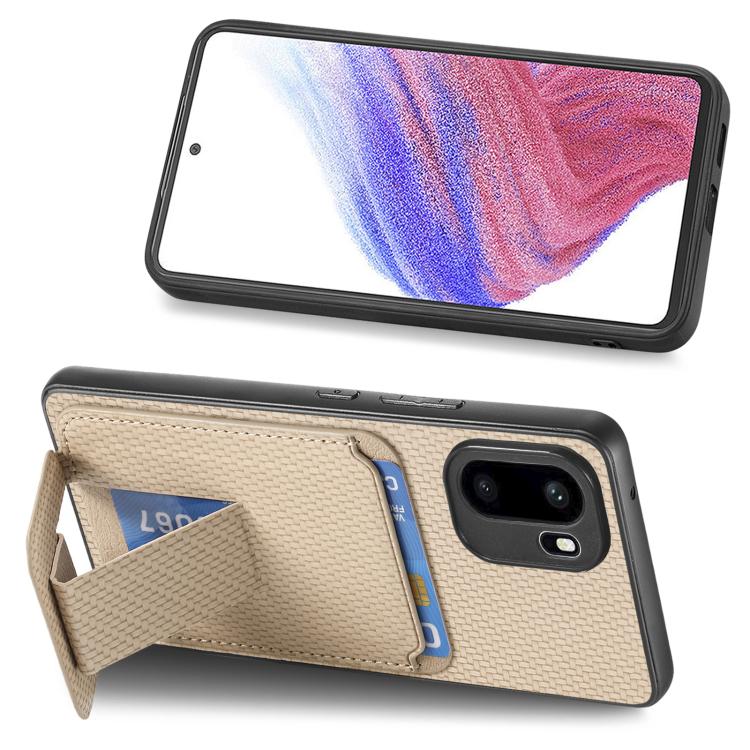 For OnePlus Ace 6 / 6T/ 15R Carbon Fiber Card Bag Fold Stand Phone Case