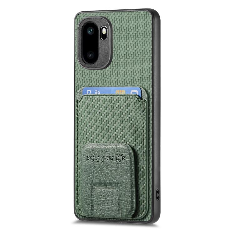 For OnePlus Ace 6 / 6T/ 15R Carbon Fiber Card Bag Fold Stand Phone Case