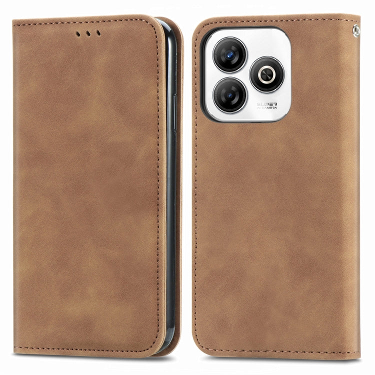 For ZTE Blade A75 4G Retro Skin Feel Magnetic Leather Phone Case