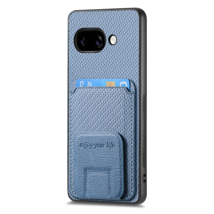 For Google Pixel 9a Carbon Fiber Card Bag Fold Stand Phone Case