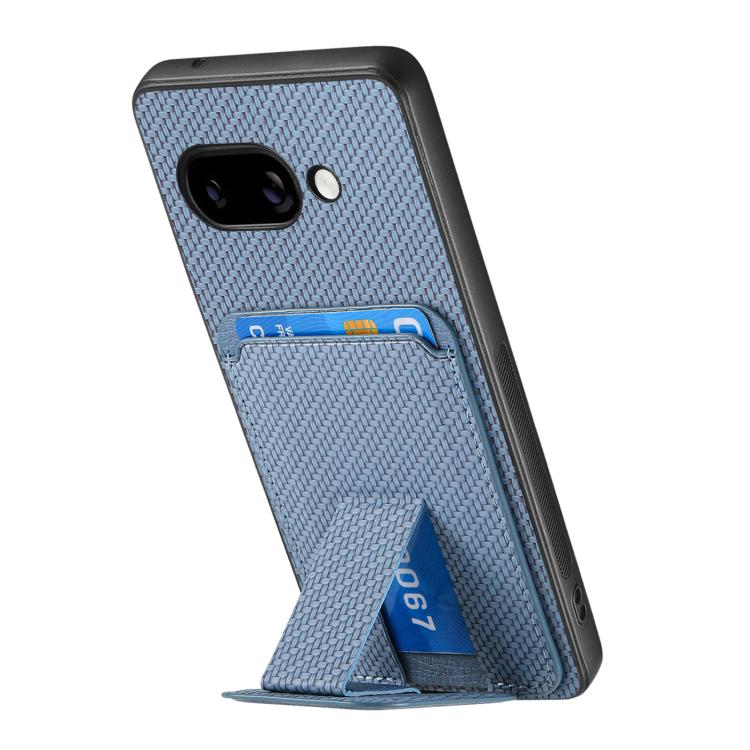 For Google Pixel 9a Carbon Fiber Card Bag Fold Stand Phone Case