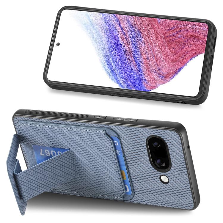 For Google Pixel 9a Carbon Fiber Card Bag Fold Stand Phone Case