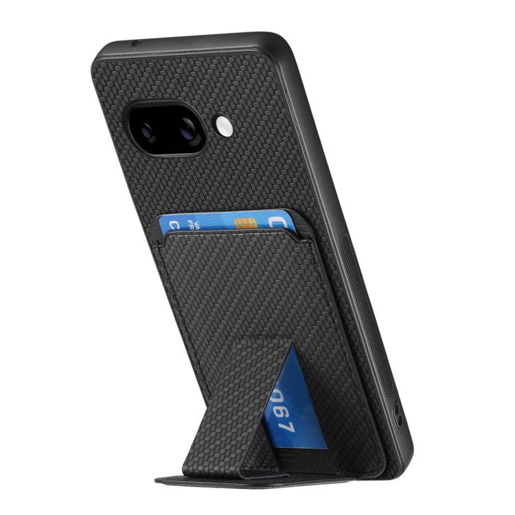 For Google Pixel 9a Carbon Fiber Card Bag Fold Stand Phone Case