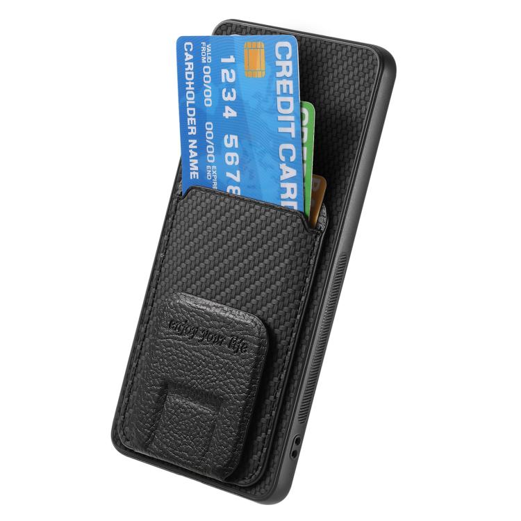 For Google Pixel 9a Carbon Fiber Card Bag Fold Stand Phone Case