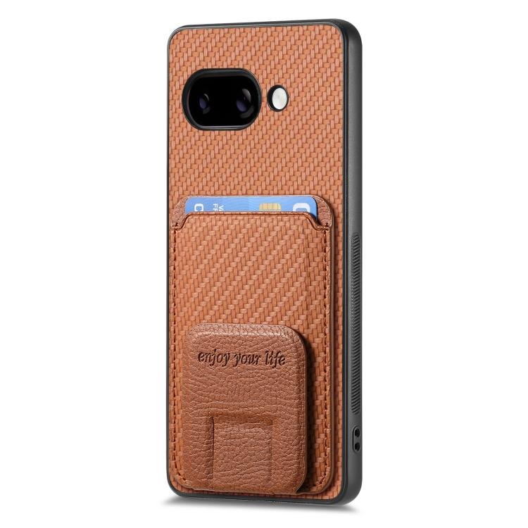 For Google Pixel 9a Carbon Fiber Card Bag Fold Stand Phone Case